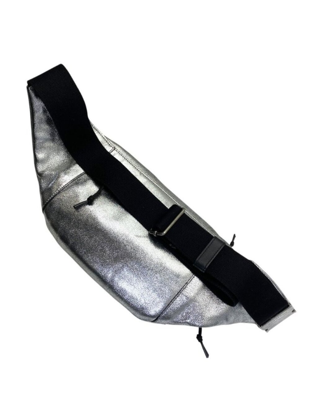 Saint Laurent Belt Bag Logo Leather Metallic Silver Paris Sophistication Luxury - Picture 2 of 10